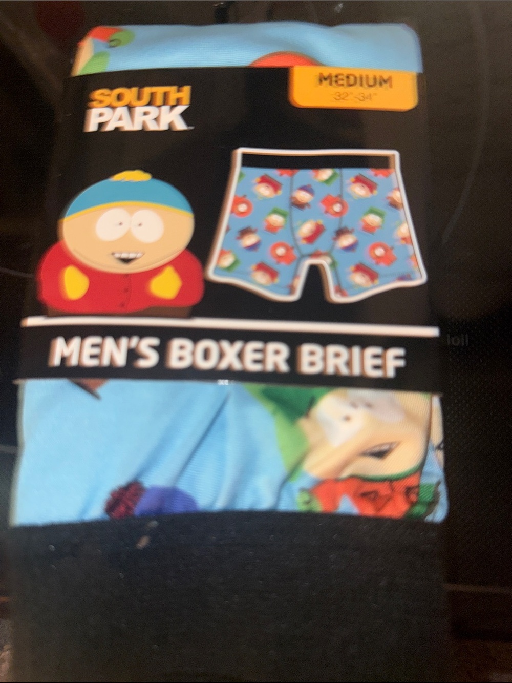 South Park Men's Boxer Briefs - Light Blue Cartman Print - Medium